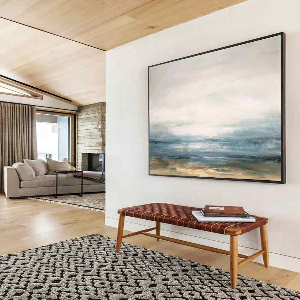 White Original Coastal Abstract Artwork 8UJZ8